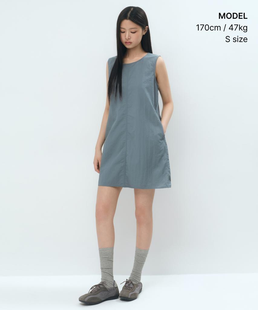 Musinsa Standard Woman Women'S Nylon Mini Dress [Grayish Blue]