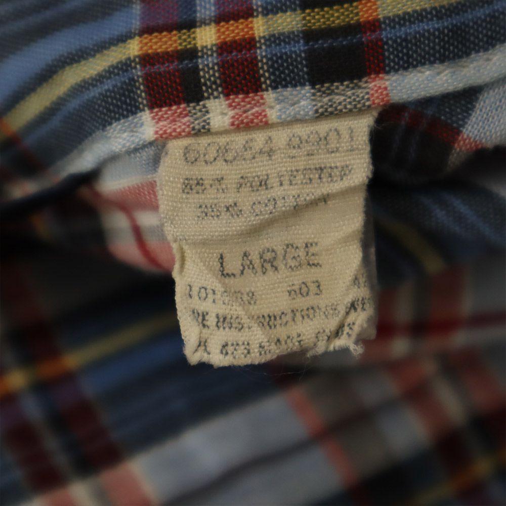 Levi's Винтажная рубашка 70-х годов в клетку с длинным рукавом L синяя мужская б/у