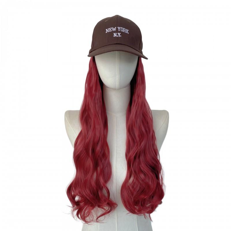Korean Style Wavy Long Curly Wig Cap Synthetic Hair No Bangs Any Face Shape