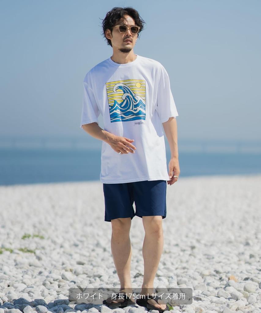 IMPROMES Casual SIDEWAYSTANCE Men's Wave Short Sleeve T-Shirt, White