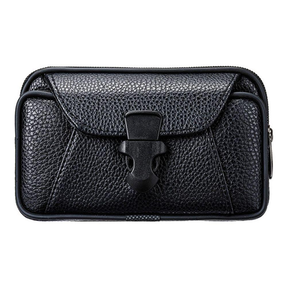 Bag Black Business Style Men Phone Wallet Case Phone Waist Bag Mobile Phone Bag Belt Leather Pouch