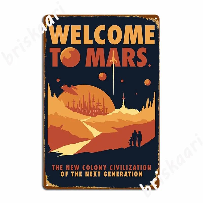 Welcome To Mars Poster Metal Plaque Classic Retro Character Design Cinema Tin Sign Poster