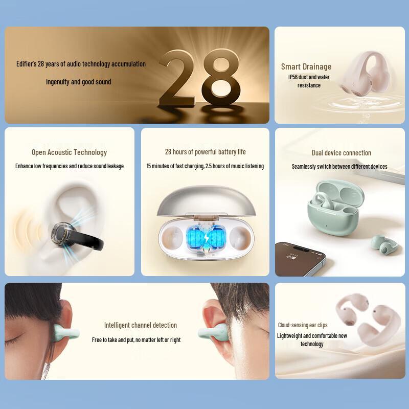 Edifier Comfo Clip Open-ear Bluetooth Earbuds