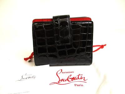 Оригинальный кошелек Loubi54 из черной и красной кожи, бифолд #a911 Восстановленный