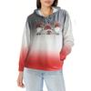 Christmas Gnome Print Gradient Hoodie, Casual Long Sleeve Drawstring Hoodies Sweatshirt, Women's Clothing