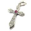 [M1765] - Серебряный кулон «Крест» с белым рубином