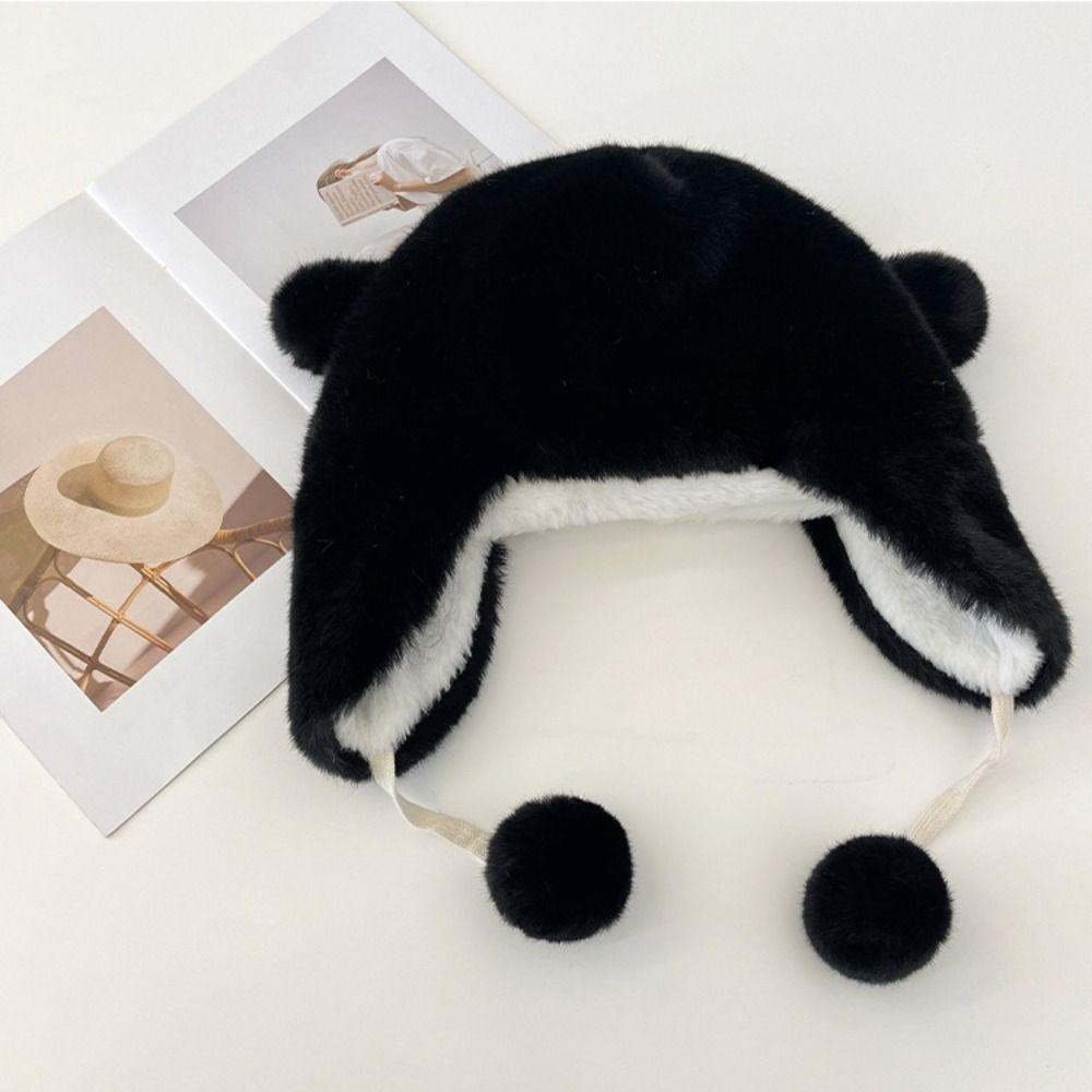 Winter Warm Earflap Hat Cold Protection Beanies Caps Sweet Plush Hat  Kids Adult Gifts