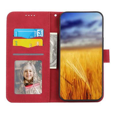 DIERFENG DF-03 Чехол для телефона для iPhone 7/8 4,7 дюйма/SE (2020)/СЕ (2022),Линии Тисненая Кожа Защитный Чехол для Телефона Кошелек Подставка