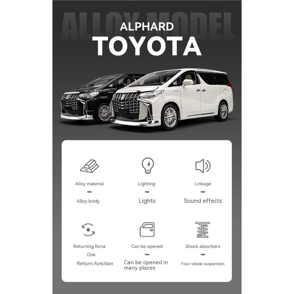Модель автомобиля Toyota Alphard Alloy в масштабе 1/18 — высокодетализированная коллекционная модель — идеально подходит для демонстрации, декора офиса, подарка