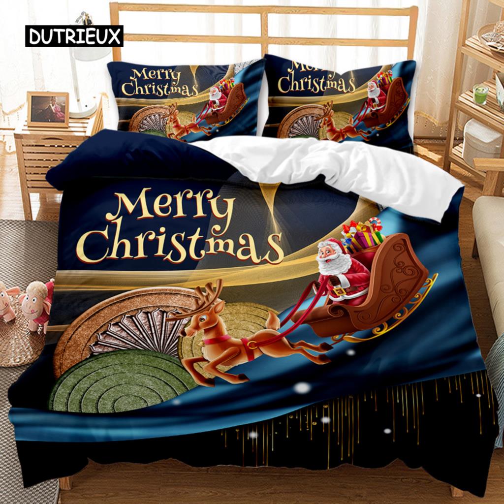 Polyester Comfortable Christmas Themed Pattern Duvet Cover Set With Duvet Cover And Pillowcases King Queen Twin Sizes For Boys Girls And Kids