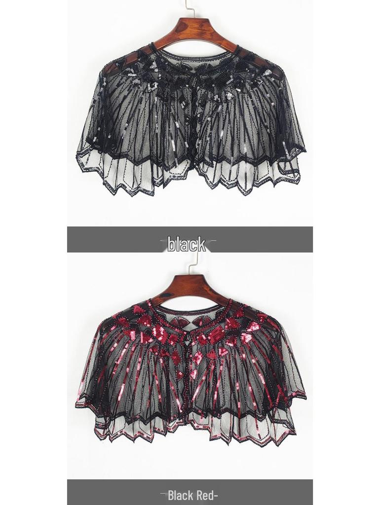 Женская летняя сетчатая шаль с пайетками - Ажурный бисерный модный европейско-американский плечевой платок, кардиган-жилет с защитой от солнца