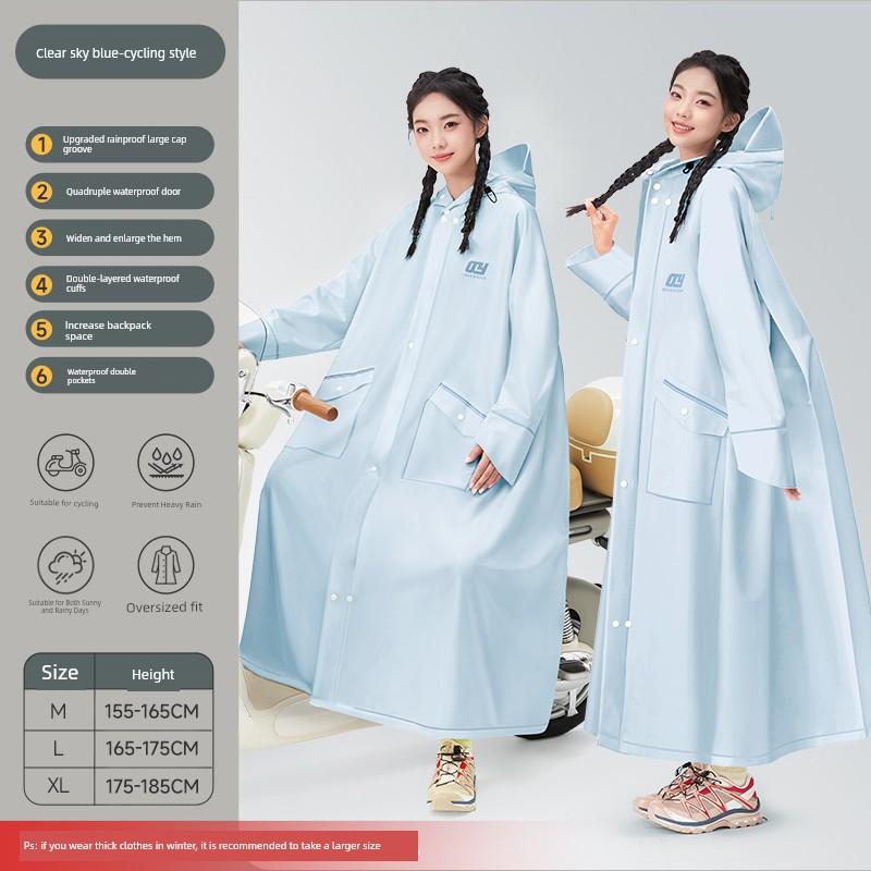 Electric Vehicle Raincoat for Women, Single-Person, Long Style, Full-Body Storm-Proof, Suitable for Adults, Outdoor Wear, Hiking, Mountaineering