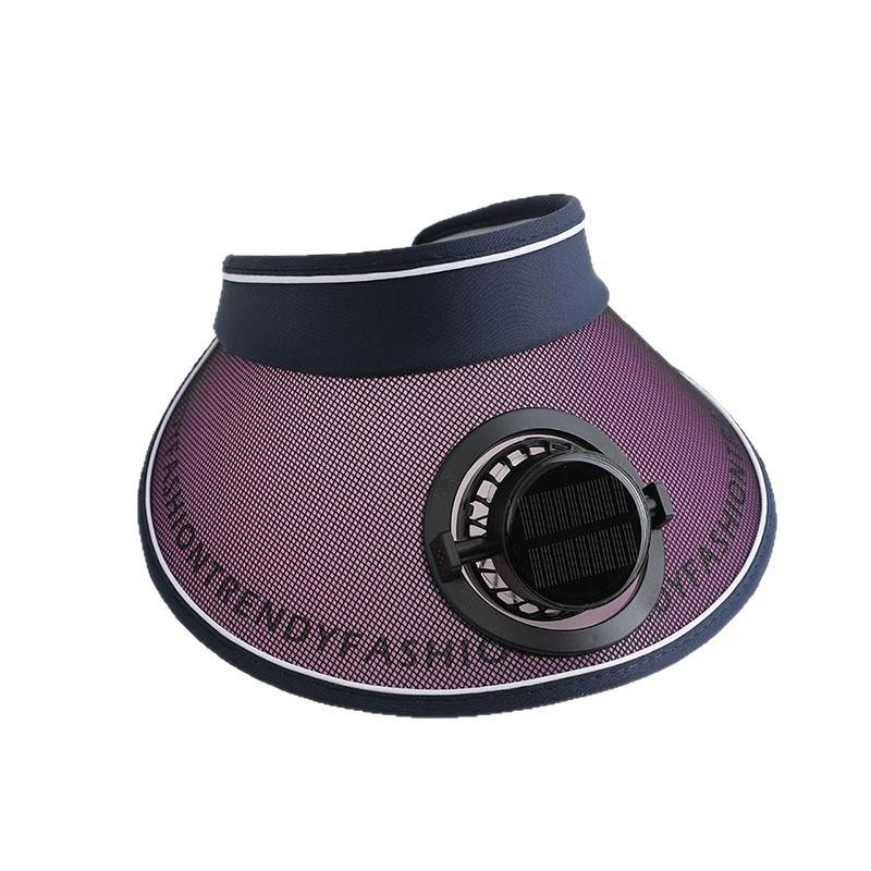 Summer solar charging small fan empty top hat big eaves wide eaves sunshade sun protection hat men's and women's sun hats