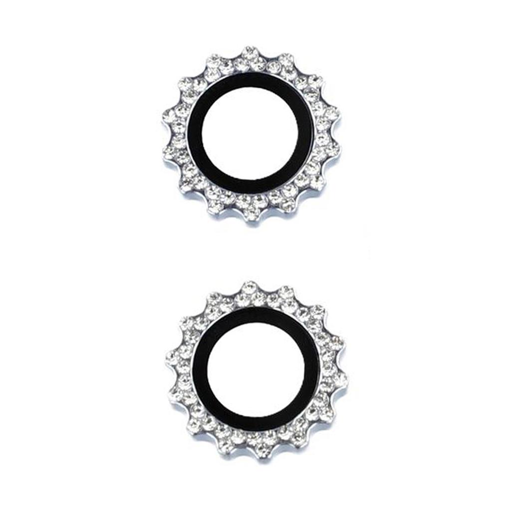 1Set For iPhone 15/15 Plus Camera Lens Protector Gear Shape Rhinestone Decor Tempered Glass Lens Film