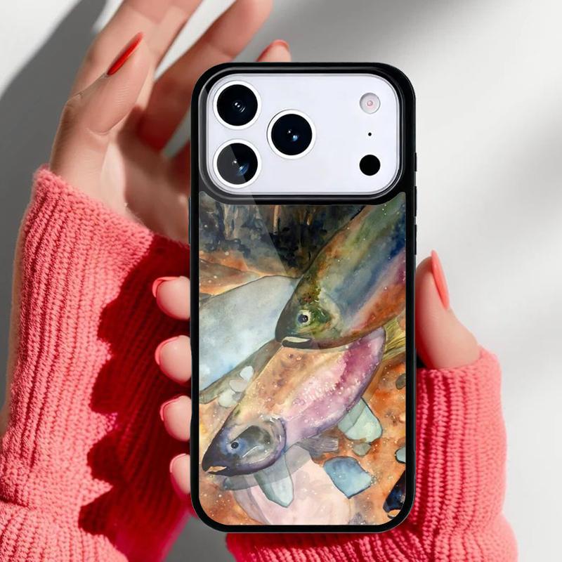 Trout Fish Fishing soft Phone Case for iPhone 17 Air 16e 15 14 13 Pro Max Back Cover for 12 11 Pro Coque