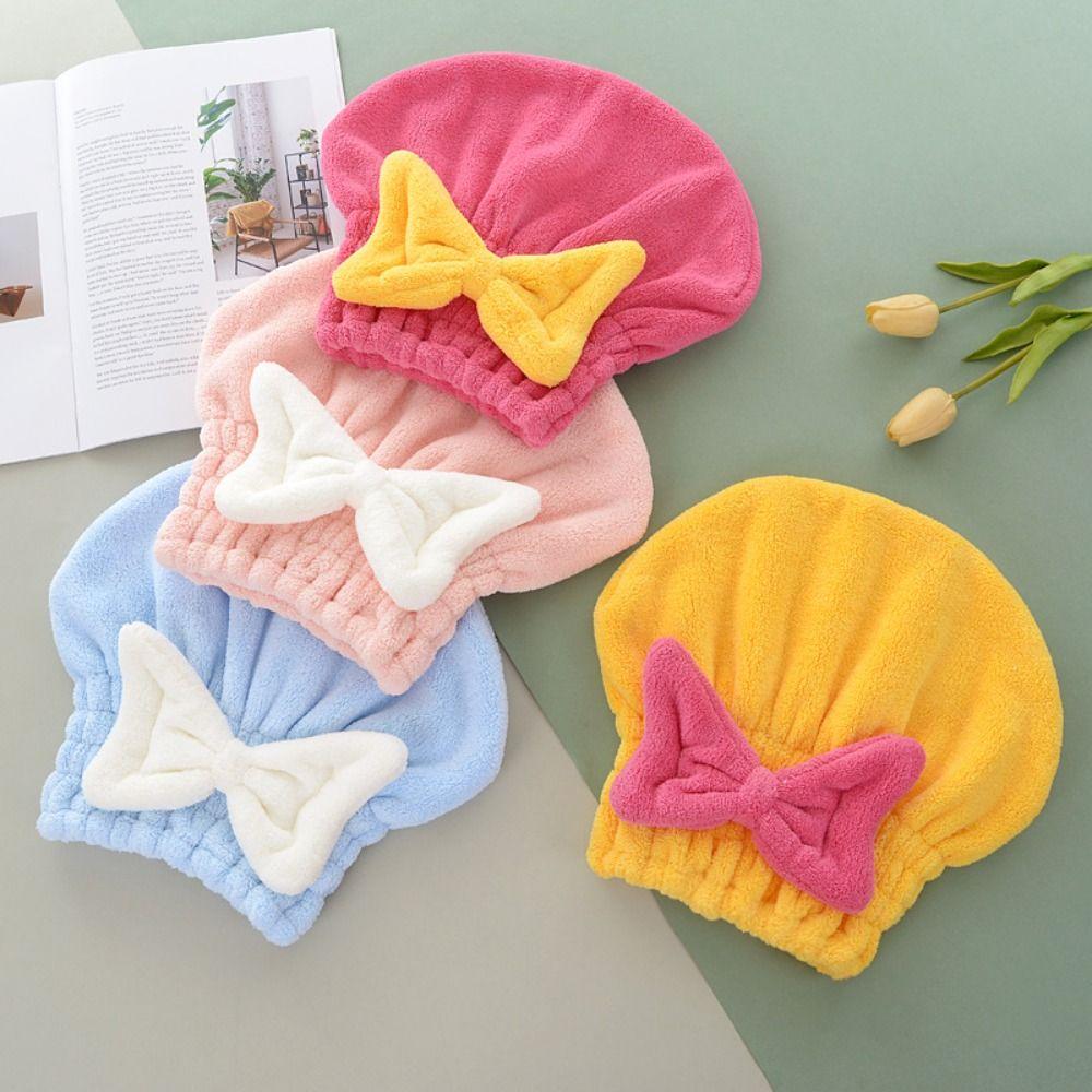 Absorbent Dry Hair Towel Thick Head Scarf Bowknot Bath Towels  Adult