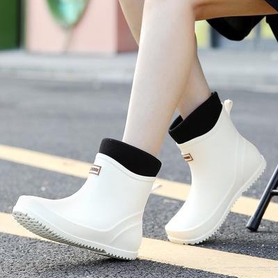 Новые короткие резиновые женские туфли, износостойкие, нескользящие, водонепроницаемые ботинки для взрослых, водные туфли, бархатные короткие резиновые сапоги