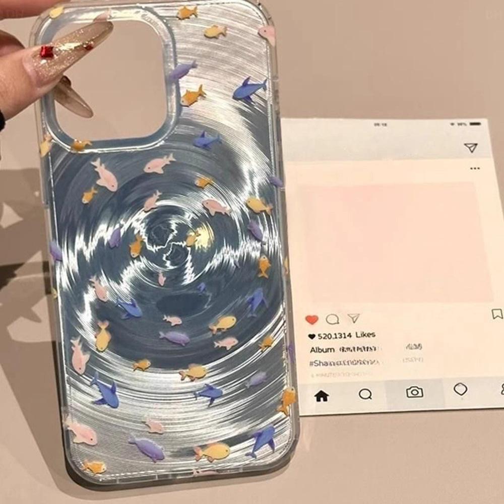 Школа рыб под водой подходит для чехла для мобильного телефона iPhone17 ProMax vortex 16 Apple 13/15 улучшенный 14 большие отверстия