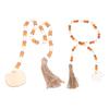 Wood Bead Garland with Tassels Wooden Rustic Bead Ornament for Home Decoration and Festival Decorati