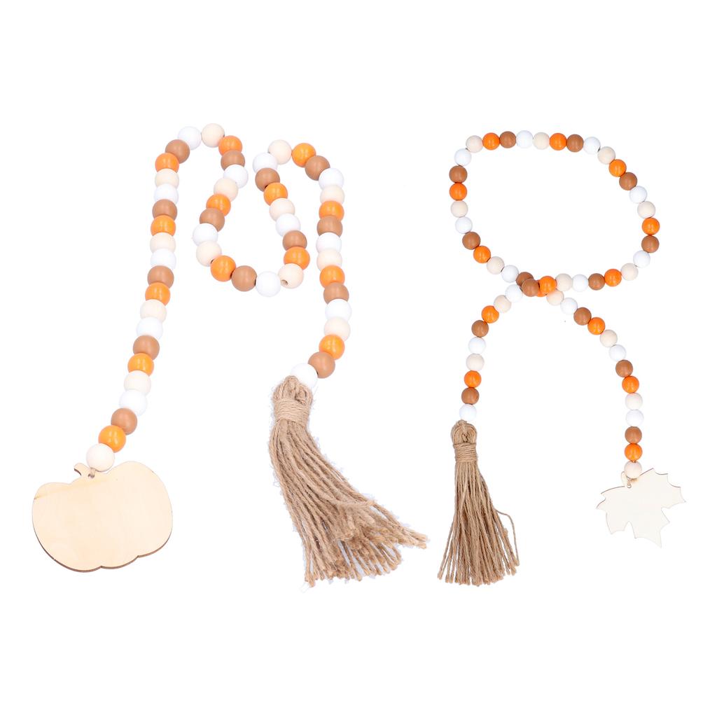 Wood Bead Garland with Tassels Wooden Rustic Bead Ornament for Home Decoration and Festival Decorati