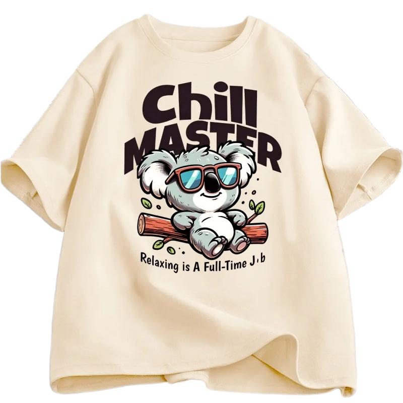 Chill Master Koala T Shirt Funny Koala Graphic Tee Animal Lover Gift Women Summer Casual T-shirt Women Clothing Personality Y2K