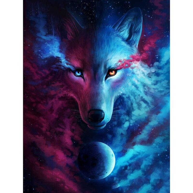 5D DIY Алмазная картина Набор Пейзаж Волк Искусство Алмазная вышивка Стразы Украшения для дома