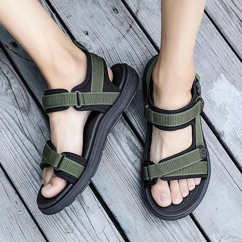 Fashion Black Outdoor Beach Sandals Men Summer Leisure Holiday Sandals Sneakers Men Shoes 2024 New Outdoor Male Retro Comfortable Casual