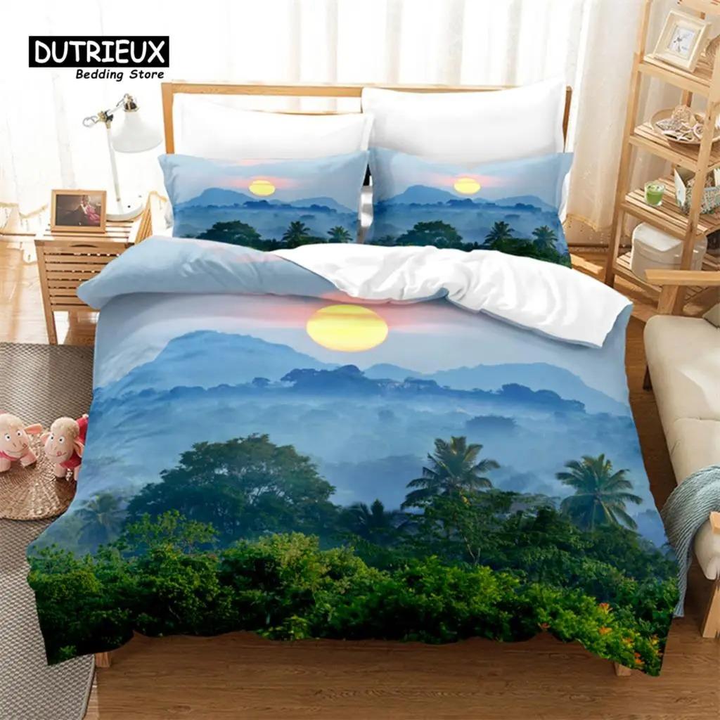 Natural Scenery Bedding Set, 3Pcs Duvet Cover Set, Soft Comfortable Breathable Duvet Cover, For Bedroom Guest Room Decor