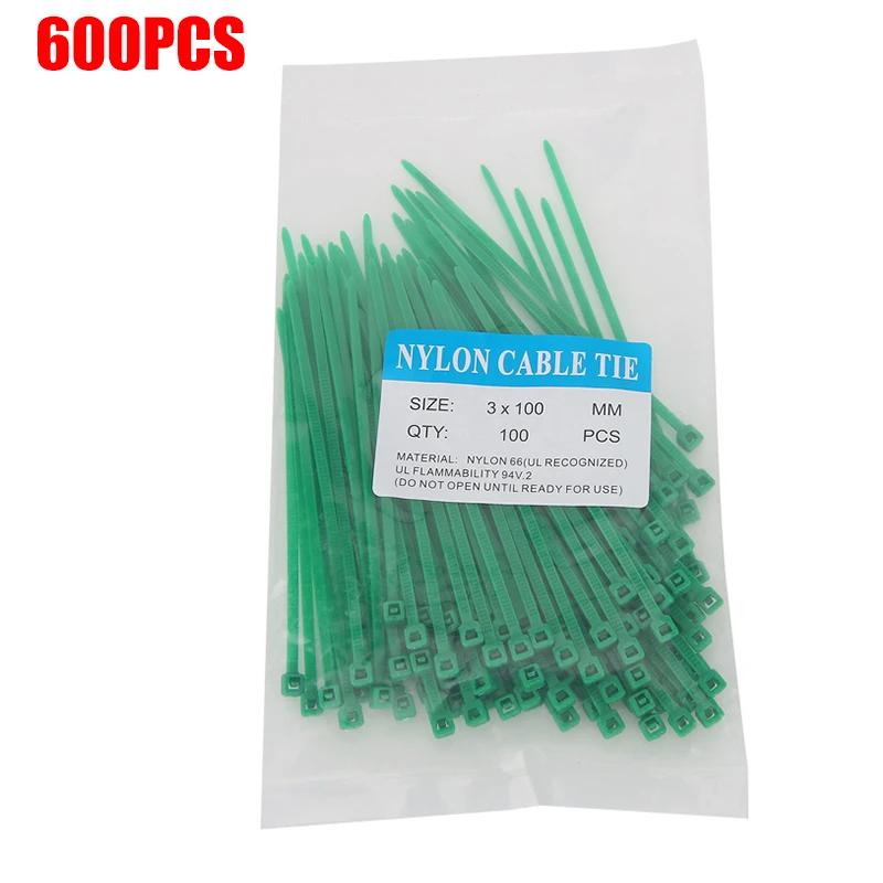 100-600Pcs Color 3x100mm Nylon Black Self-Locking Cable Ties Color Plastic Zip Ties Cable Ties Cable Organizer Wire Strap