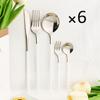 6People Gold Cutlery Set Mirror Stainless Steel Dinnerware Set Knife Cake Fork Tea Spoon Silverware Flatware Party Western Kitchen Tableware