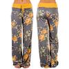 Womens Comfy Stretch Floral Print Drawstring Palazzo Wide Leg Pants