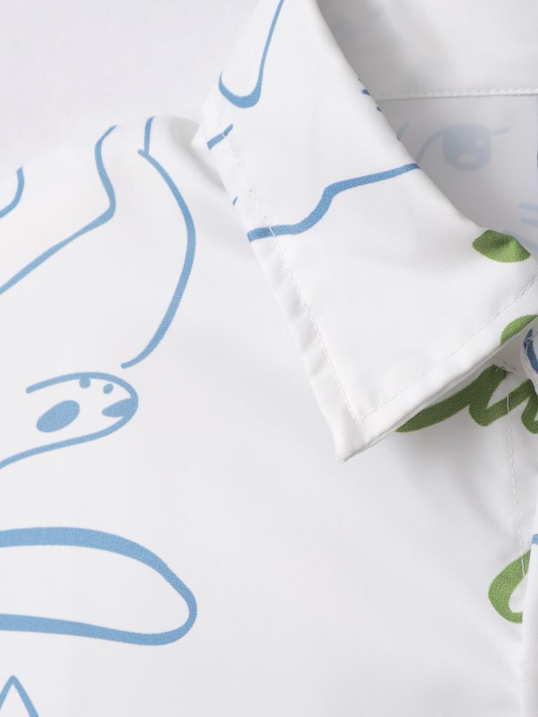 Рубашка свободного покроя свободного покроя с рисунком кота Prinr Hawaii Short Men Shirt Man American Printing Summer Universal для пар в уличном стиле