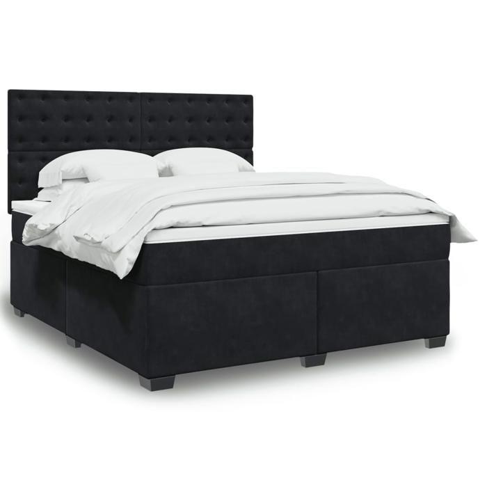 Maison Exclusive - Sommier à lattes de lit avec matelas Noir 180x200 cm Velours