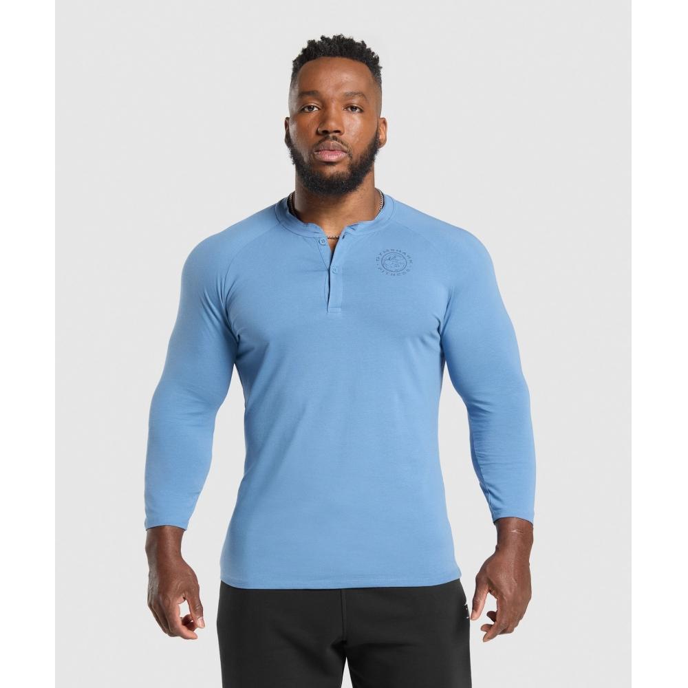 Gymshark Legacy Henley Classic Blue A5a3c Udbr