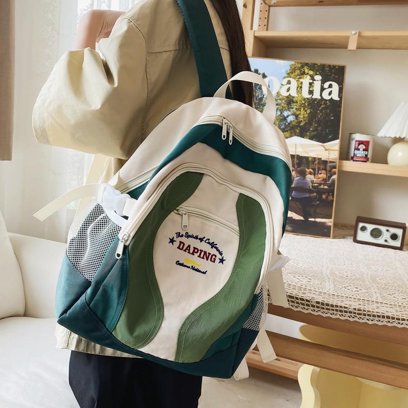 Рюкзак Студентка Повседневная школьная сумка Цветной контрастный рюкзак