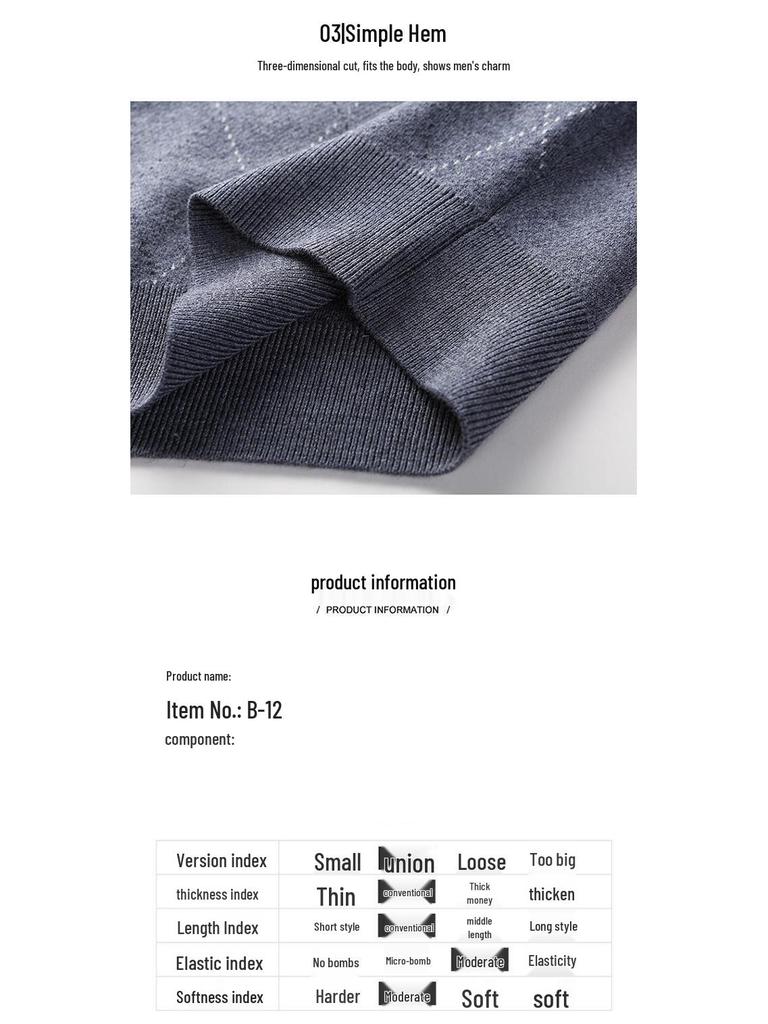 Мужской вязаный жилет с V-образным вырезом - Плотный, без рукавов, идеально подходит для мужчин среднего и пожилого возраста, идеально для осени и зимы