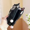 For iPhone 16 Pro Max Silicone Case Cow Cat Tail Kickstand Anti Drop Phone Back Cover