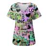 Love Nursing Scrubs Tops Униформа медсестры Футболка с принтом животных 3D Женская мода V-образный вырез Карманный комбинезон Медицинская униформа Рабочая одежда
