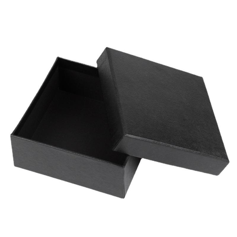 Подарочная коробка из крафт-бумаги с крышкой, квадратный черный поясной дизайн