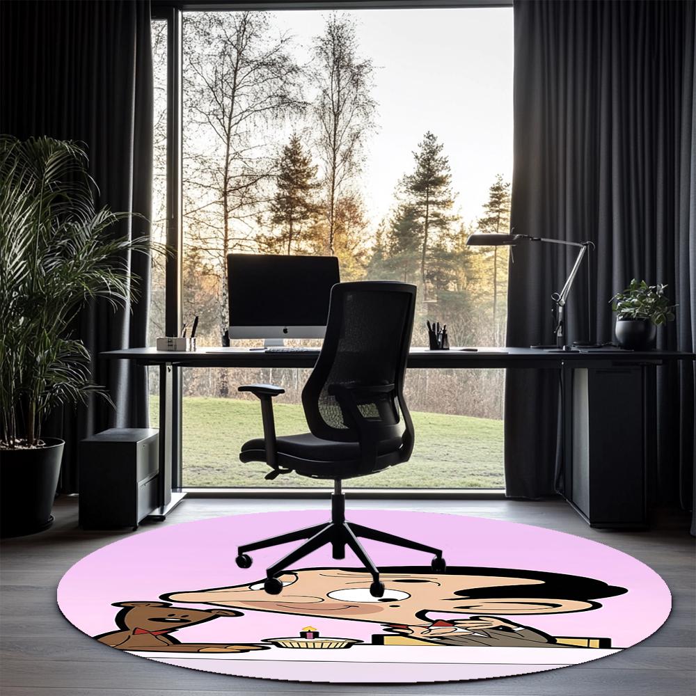 Mr Bean Printed Round Rug Carpet Chair Rug Area Rug Entryway Doormats,for Office Chair Living Room Bedroom Kitchen Room.