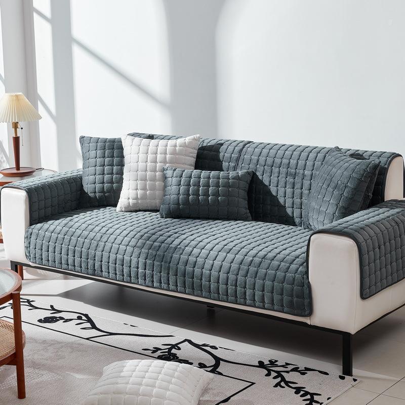 Универсальная плюшевая подушка для дивана на все четыре сезона, плюшевая кожа, нескользящая, утолщенная подушка, простой современный всеобъемлющий чехол на диван