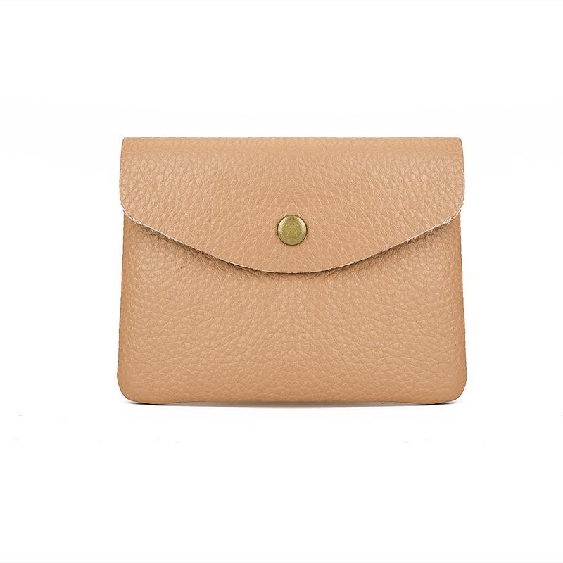 Lychee Pattern Soft Leather Unisex Coin Purse - Genuine Cowhide Card Holder & Storage Bag