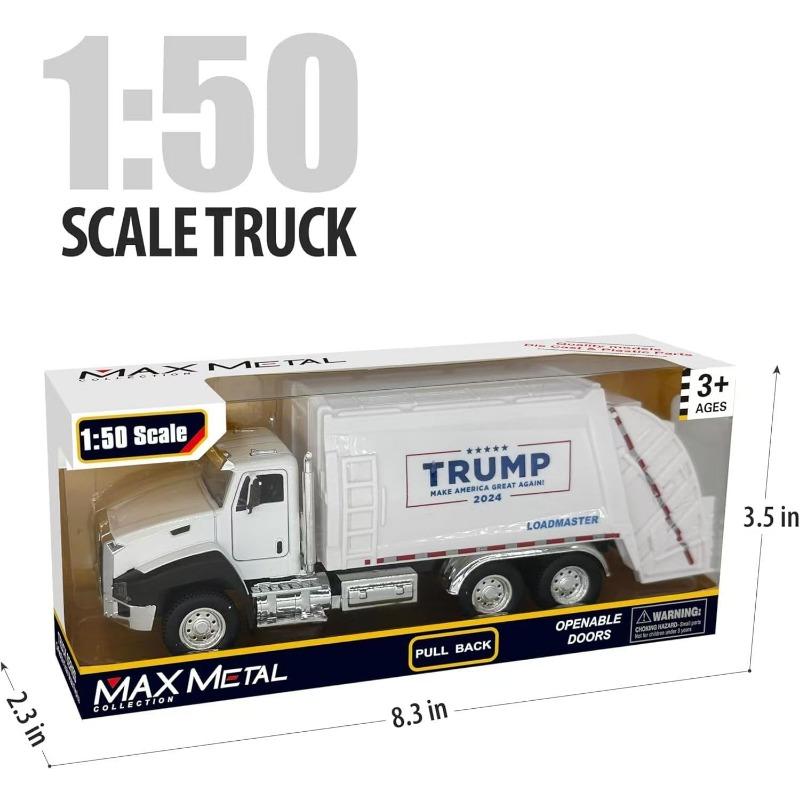 Patriotic Pull-Back Garbage Truck Toy,Trump Garbage Truck Collectibles,ABS Plastic Vehicle for Kids, Fun Collectible Car for Pretend Play and Racing