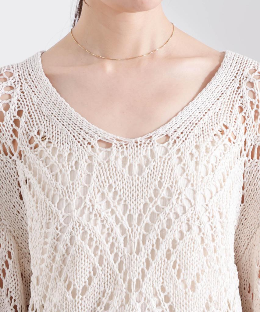 Nano Universe Lilyan Openwork Knit F Women's Pullover, 037, Ivory, 673-5122323