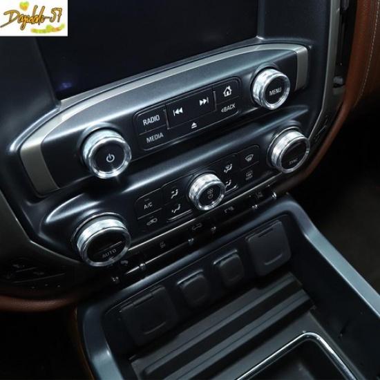 8PCS Silver Central Control Switch Knob Trim Ring For Chevy Silverado 2014-18