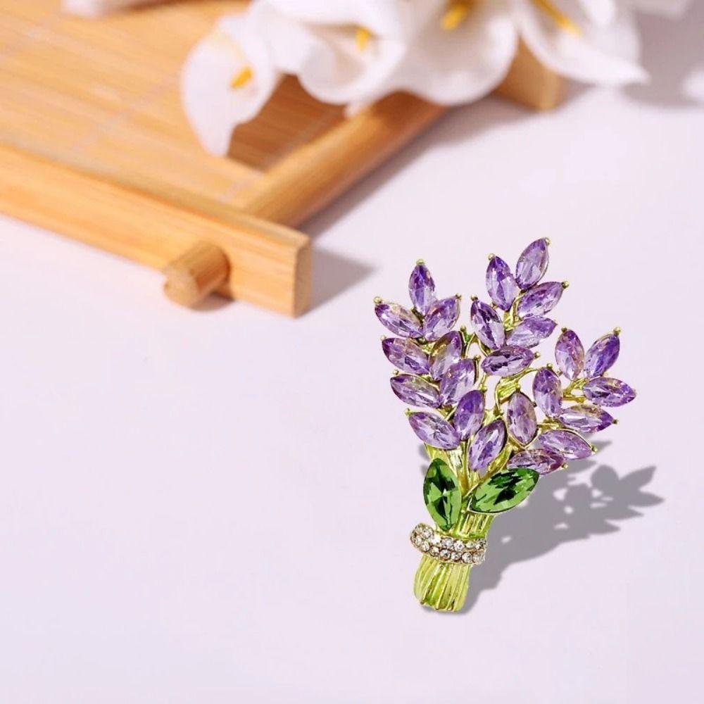 Lavender Lavender Brooch Flower Crystal Lavender Lapel Pins Lavender Women Brooch Women
