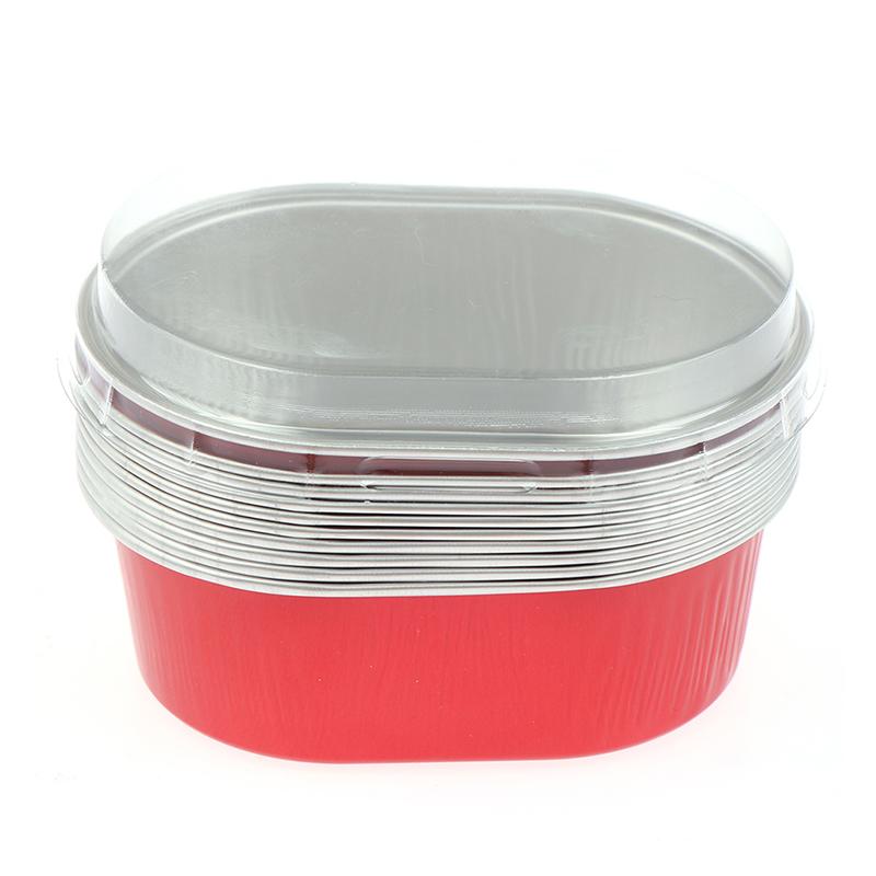 10Pcs Aluminum Foil Baking Cup Heat Resistant Cake Cups Mold With Lid Cupcake