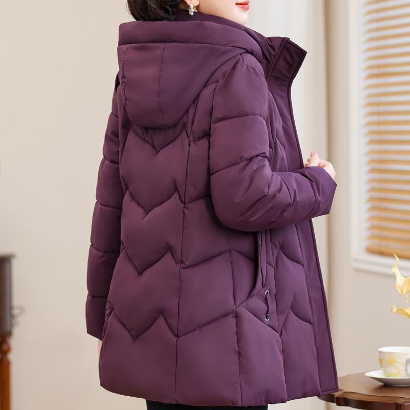 Plus Size 2XL-6XL Middle Age Women's Coat Winter Parkas Hooded Casual Loose Thick Warm Lady Jackets Long Sleeve Outerwears