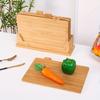 Набор из 4 бамбуковых разделочных досок с подставкой, иконки продуктов, желобок для сока для мяса, рыбы, хлеба, овощей, фруктов, рождественский кухонный инструмент