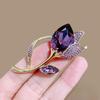 European Crystal Purple Tulip Brooch - Exquisite & Elegant Women's Corsage Pin for Coats and Jackets